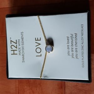 H2Z Swarovski Rose Water Opal Love Necklace